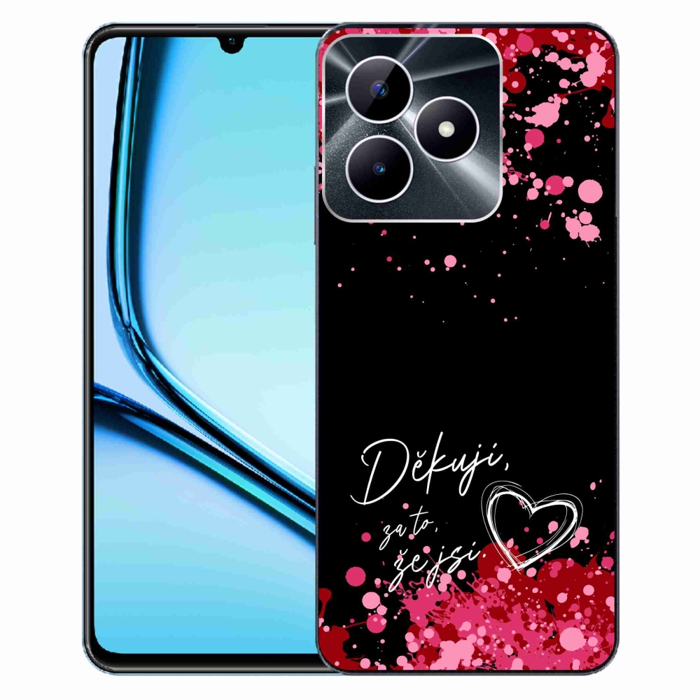 Gél borító mmCase a Realme Note 50 készülékhez - szerelmes szöveg 2 fekete háttér