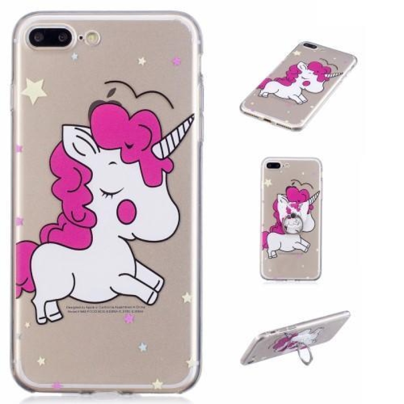 Trans átlátszó zselés tok motívummal iPhone 7 Plus és 8 Plus készülékhez - egyszarvú - átlátszó