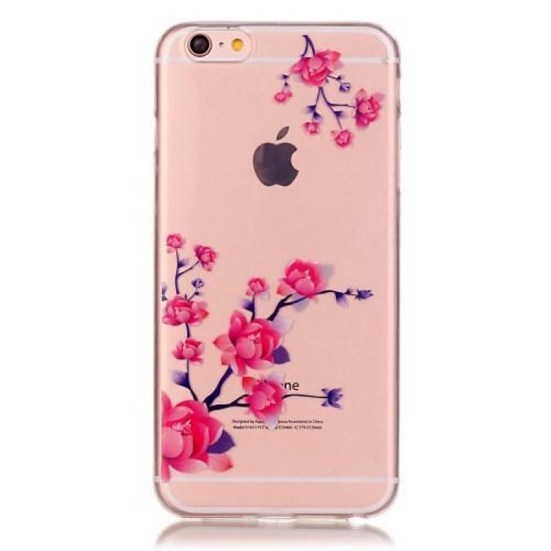 Átlátszó, vékony zselés tok iPhone 6 és iPhone 6s készülékhez - virágos gallyak