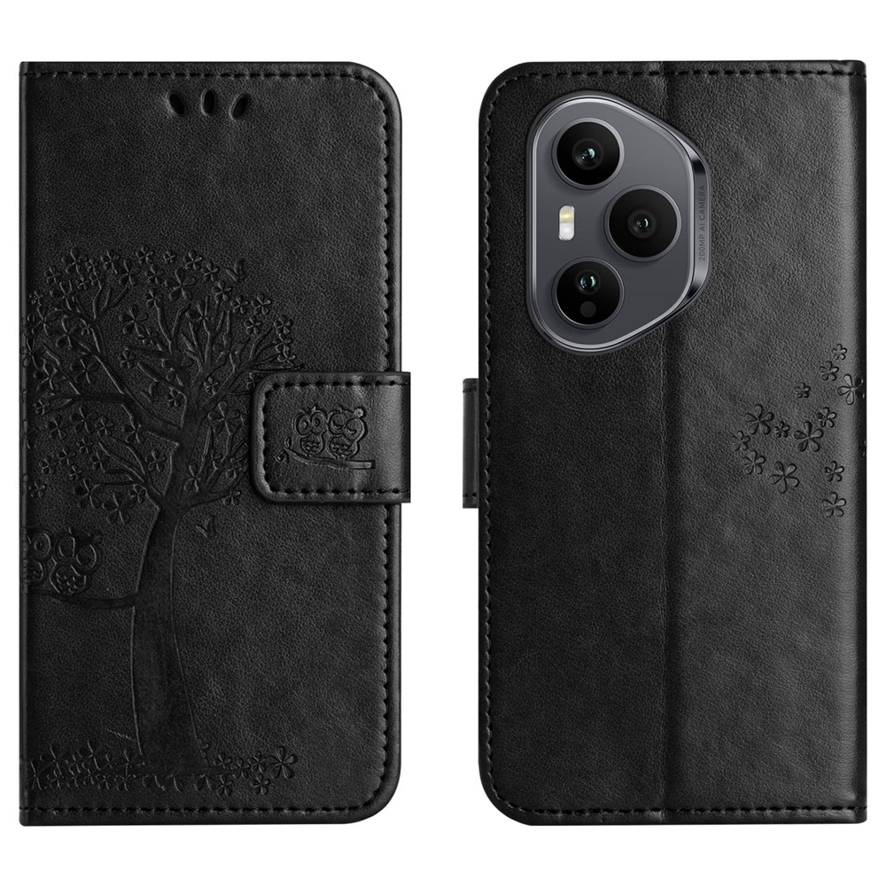 Fa könyvtáska Honor 400 Pro-hoz - fekete