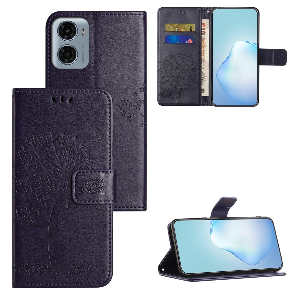 Fa könyv tok Motorola Moto G06-hoz - sötét lila
