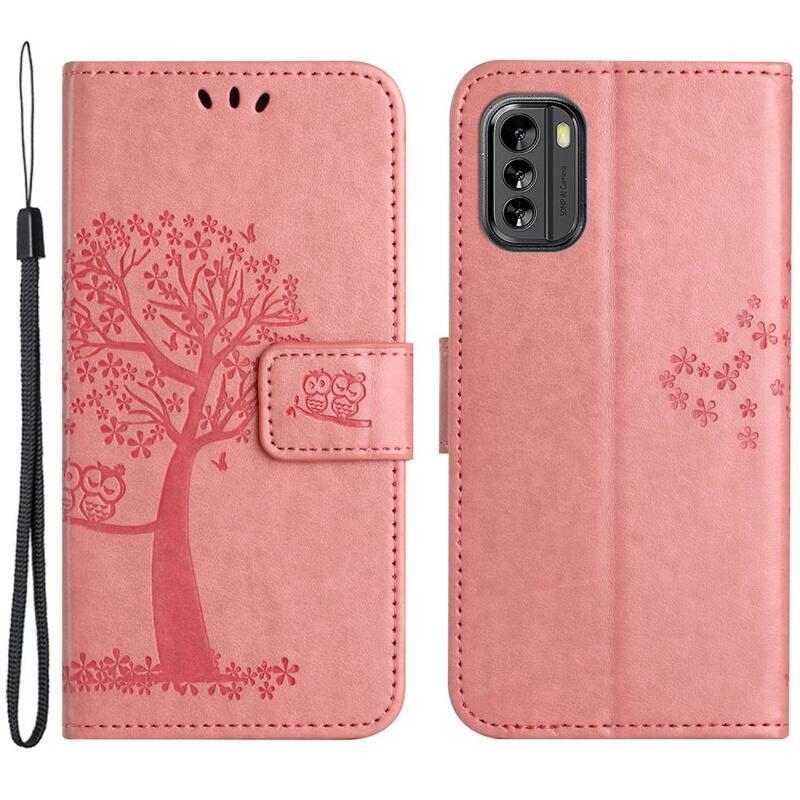 Fa könyvtáska Nokia G60 5G készülékhez - rózsaszín