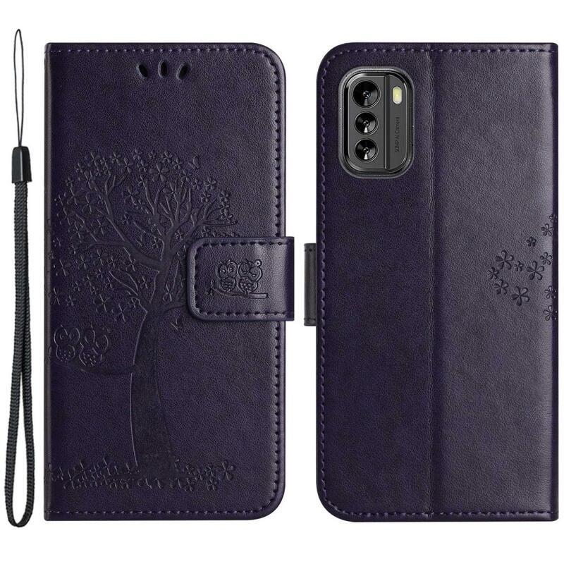 Fa könyvtáska a Nokia G60 5G készülékhez - sötétlila