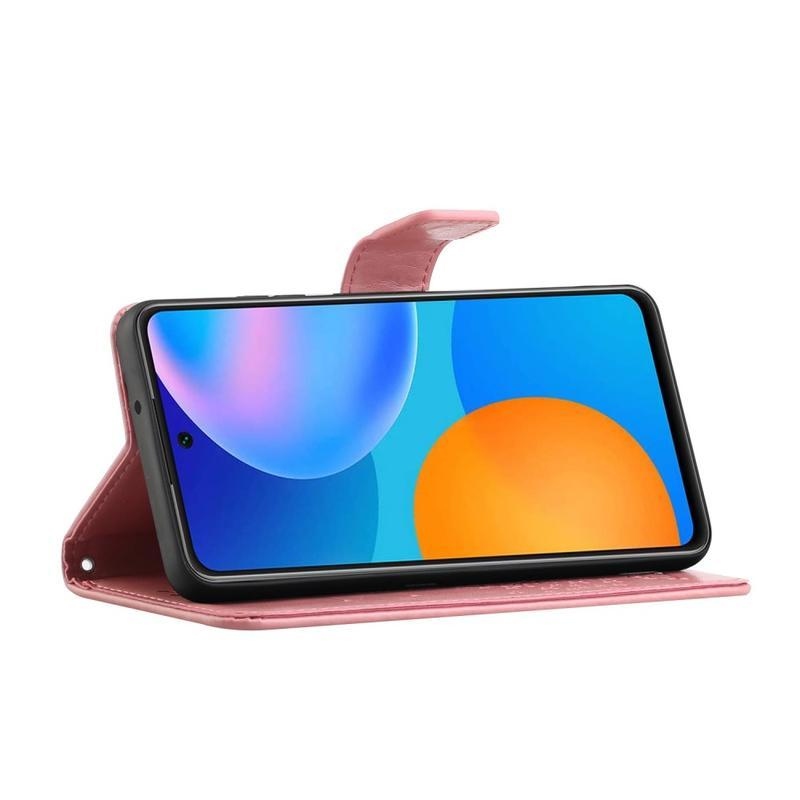 Tree PU bőr pénztárca tok Honor 10X Lite-hoz - rózsaszín