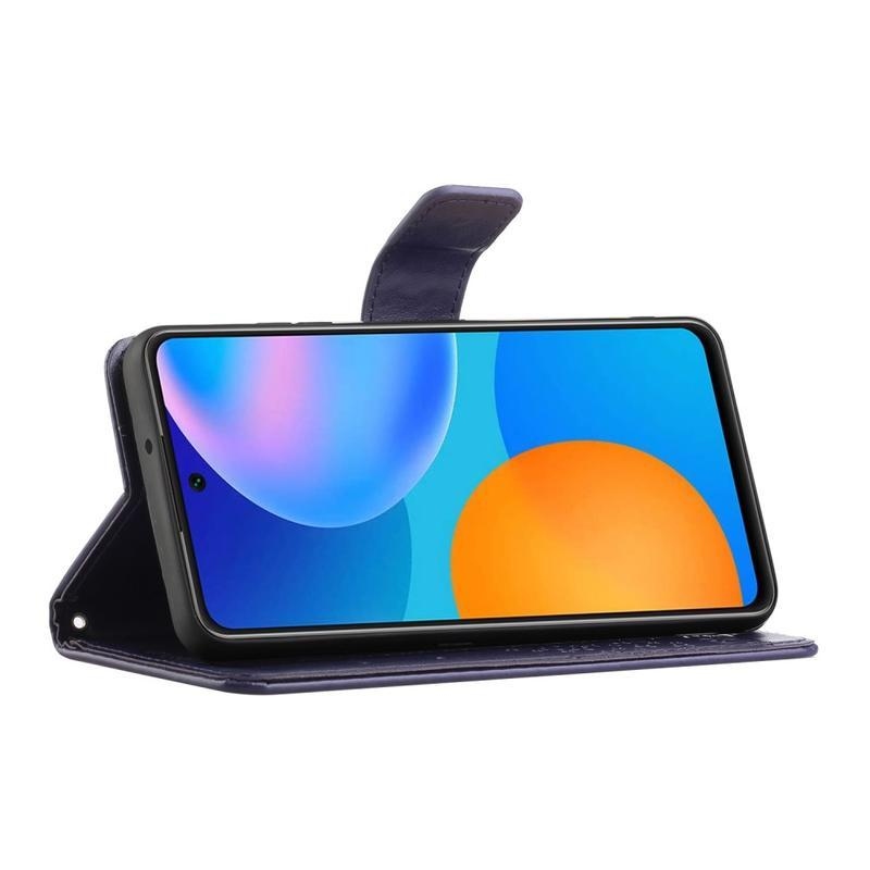 Tree PU bőr pénztárca tok Honor 10X Lite-hoz - sötétlila