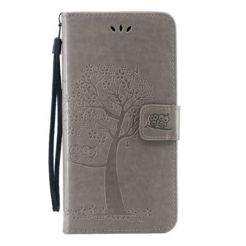 Tree PU bőr pénztárca tok Honor 20 Lite/Honor 20e - szürke