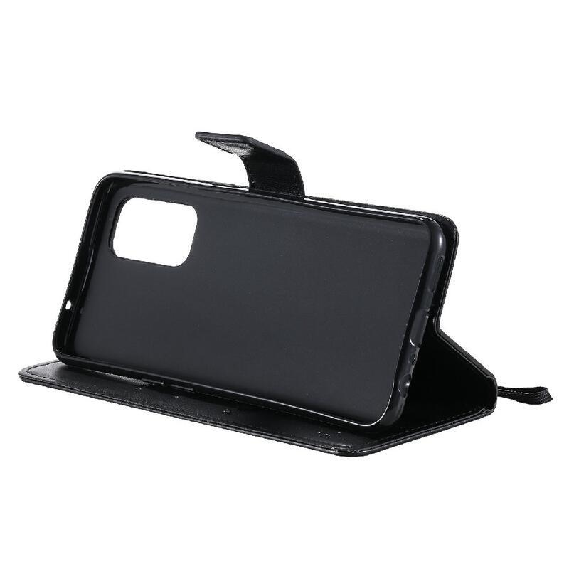 Fa PU bőr pénztárca tok Oppo Reno 5 4G/5G - fekete