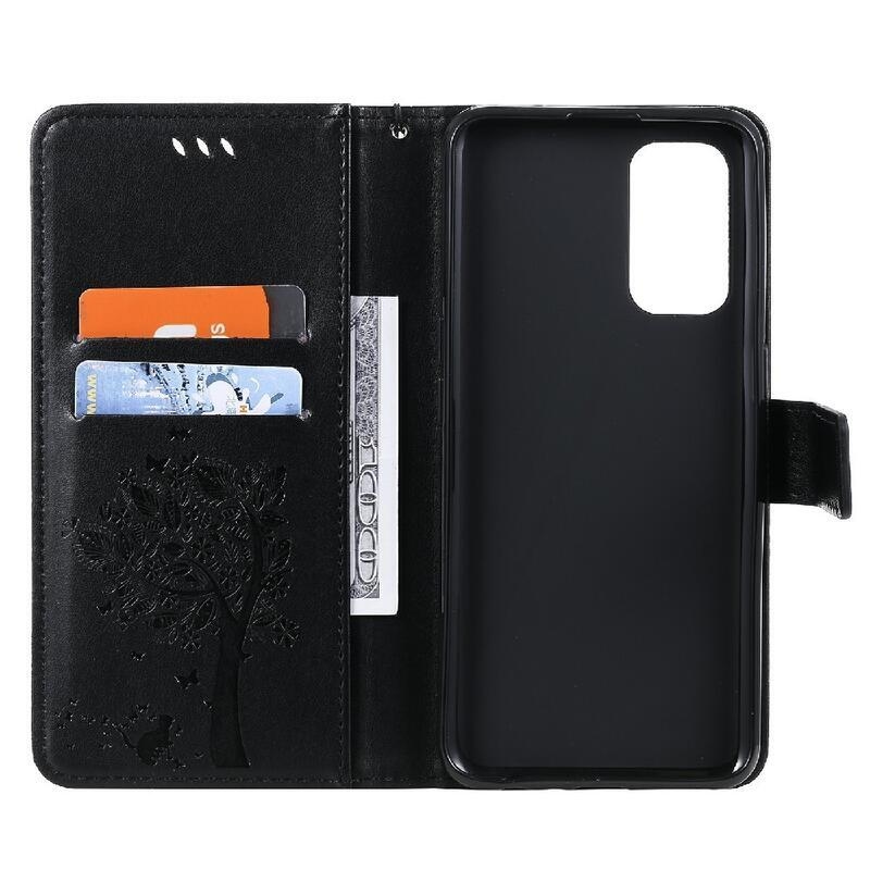 Fa PU bőr pénztárca tok Oppo Reno 5 4G/5G - fekete