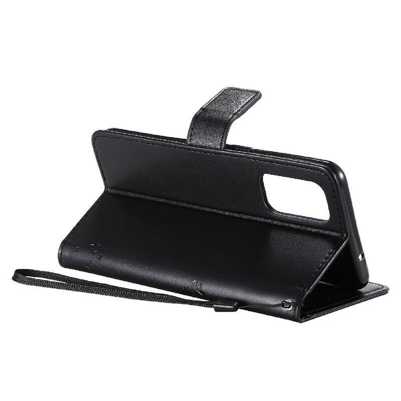 Fa PU bőr pénztárca tok Oppo Reno 5 4G/5G - fekete