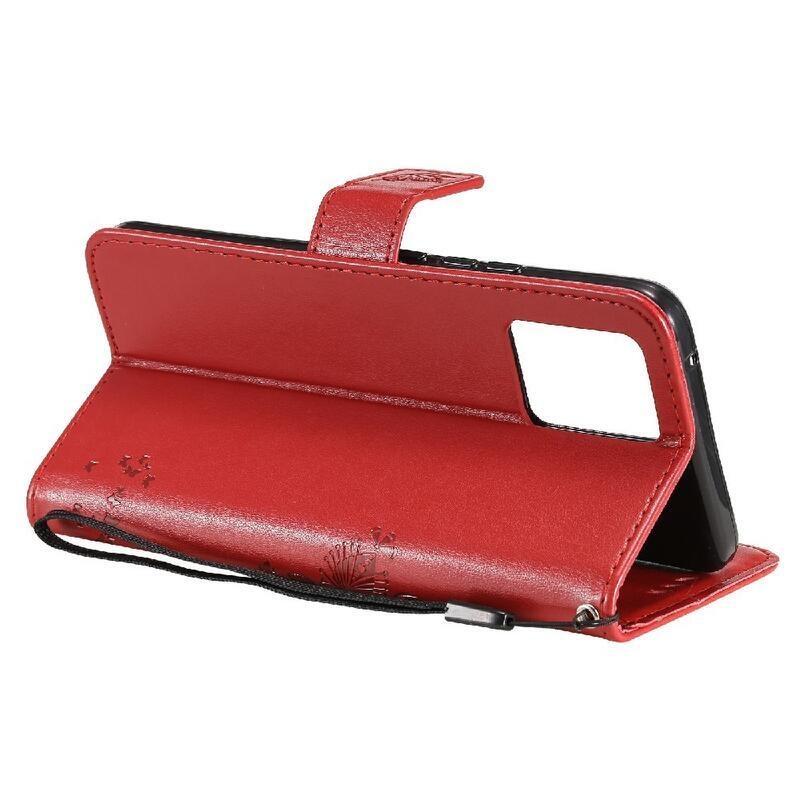 Fa PU bőr pénztárca tok a Realme 8 4G/8 Pro-hoz - piros