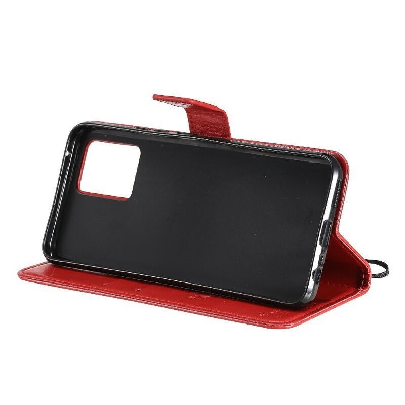 Fa PU bőr pénztárca tok a Realme 8 4G/8 Pro-hoz - piros