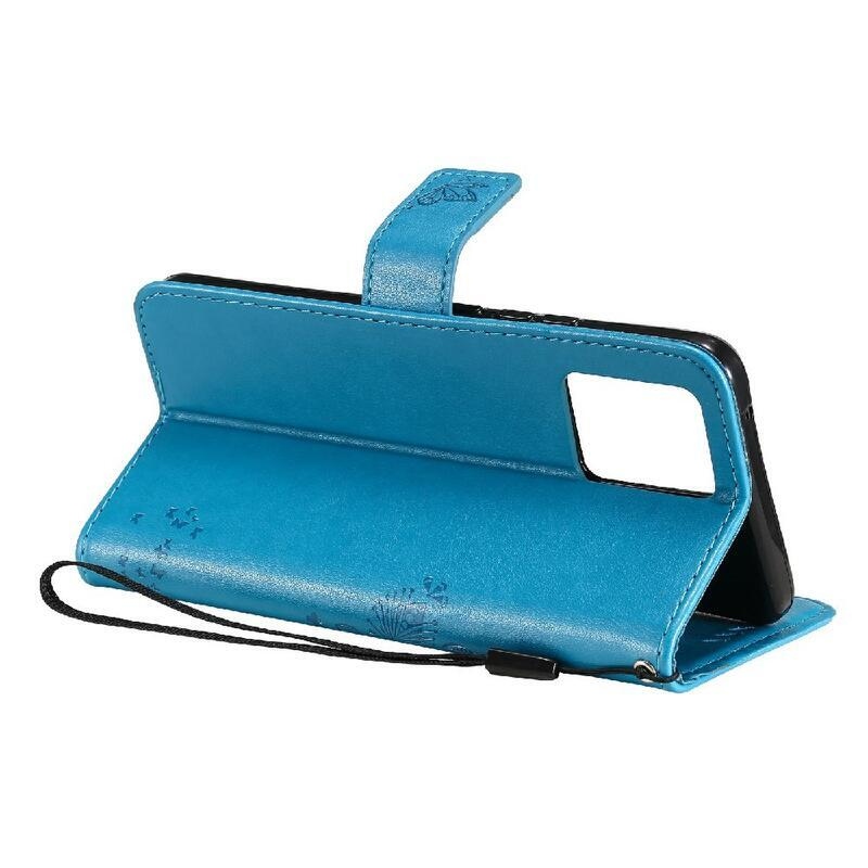 Fa PU bőr pénztárca tok a Realme 8 4G/8 Pro-hoz - kék