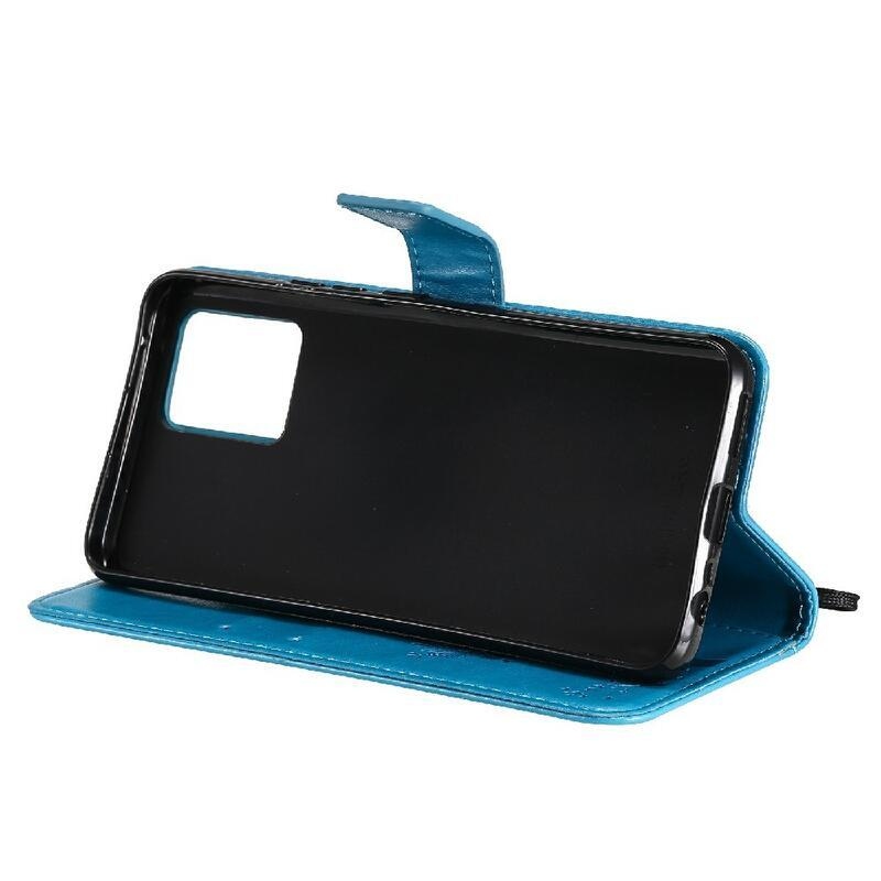 Fa PU bőr pénztárca tok a Realme 8 4G/8 Pro-hoz - kék