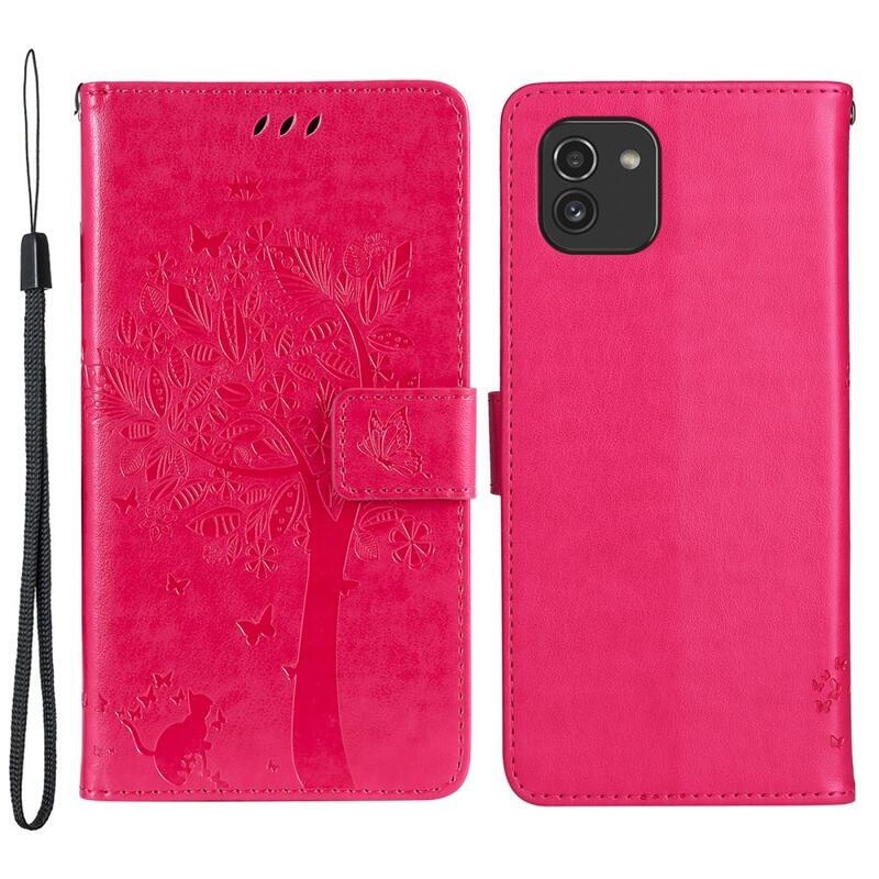 Fa PU bőr pénztárca tok Samsung Galaxy A03-hoz - rózsaszínű