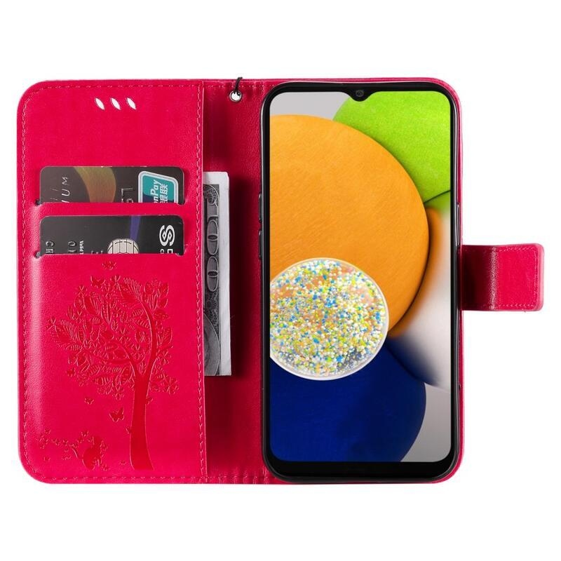 Fa PU bőr pénztárca tok Samsung Galaxy A03-hoz - rózsaszínű