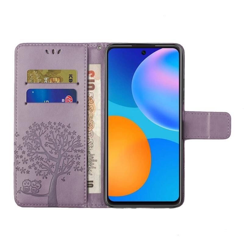 Tree PU bőr pénztárca tok Samsung Galaxy A32 4G - világos lila