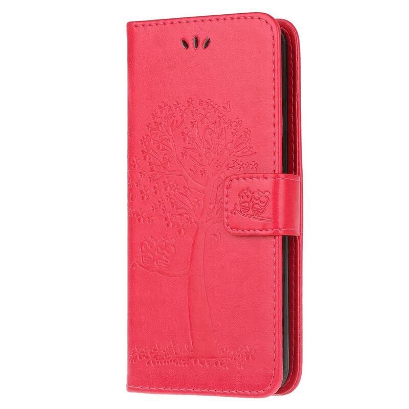 Fa PU bőr pénztárca tok Samsung Galaxy M53 5G-hez - piros