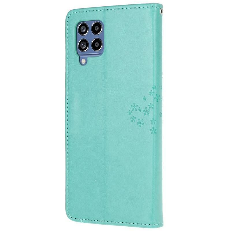 Tree PU bőr pénztárca tok Samsung Galaxy M53 5G - teal - teal - bordó