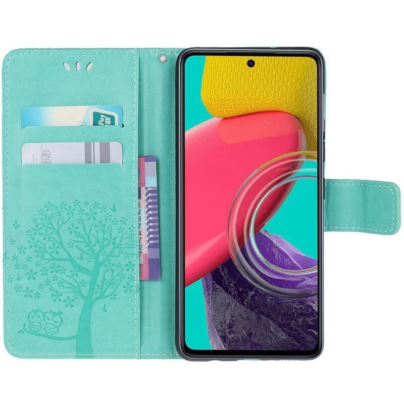 Tree PU bőr pénztárca tok Samsung Galaxy M53 5G - teal - teal - bordó