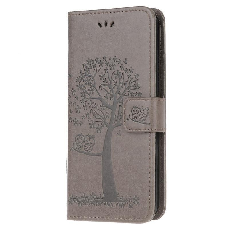 Fa PU bőr pénztárca tok Samsung Galaxy M53 5G - szürke