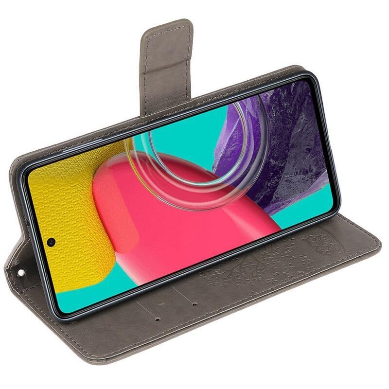 Fa PU bőr pénztárca tok Samsung Galaxy M53 5G - szürke