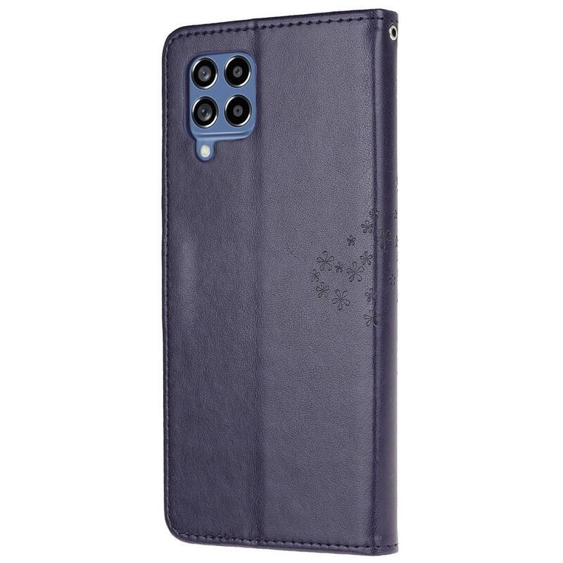Tree PU bőr pénztárca tok Samsung Galaxy M53 5G - sötétlila