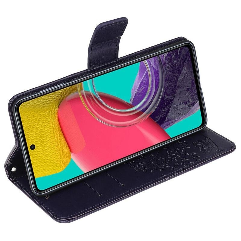 Tree PU bőr pénztárca tok Samsung Galaxy M53 5G - sötétlila