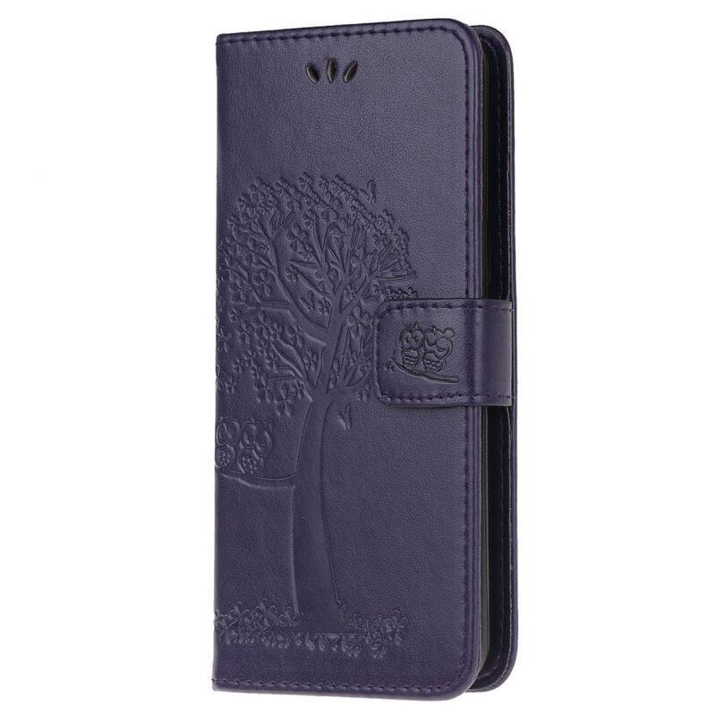 Tree PU bőr pénztárca tok Samsung Galaxy M53 5G - sötétlila