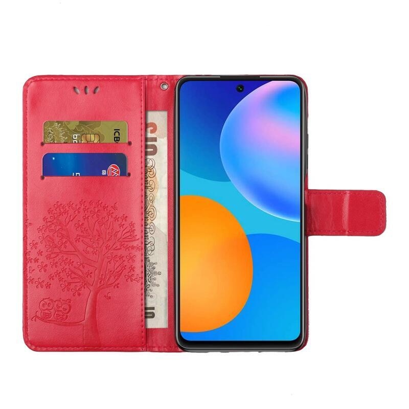 Fa PU bőr pénztárca tok a Xiaomi 11T/11T Pro-hoz - piros