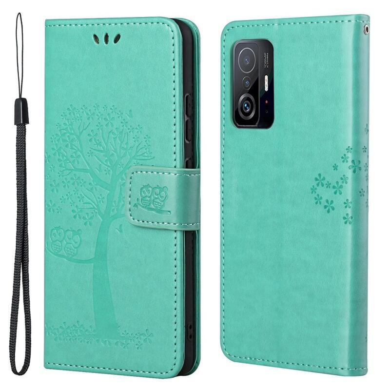 Fa PU bőr pénztárca tok Xiaomi 11T/11T Pro - cián színű