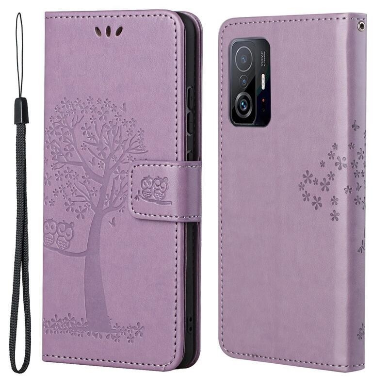Tree PU bőr pénztárca tok Xiaomi 11T/11T Pro - lila