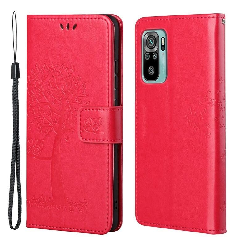 Fa PU bőr pénztárca tok Xiaomi Redmi 10/Redmi 10 (2022) - piros