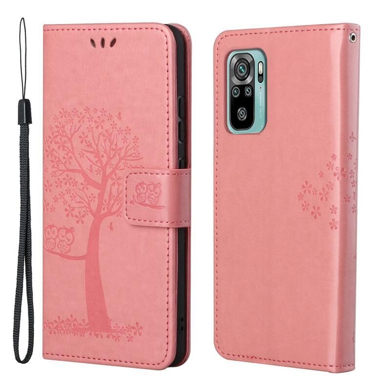 Fa PU bőr pénztárca tok Xiaomi Redmi 10/Redmi 10 (2022) - rózsaszínű