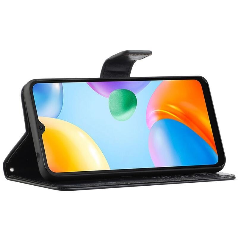 Fa PU bőr pénztárca tok Xiaomi Redmi 10C-hez - fekete