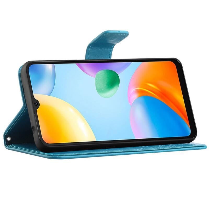 Fa PU bőr pénztárca tok Xiaomi Redmi 10C-hez - kék