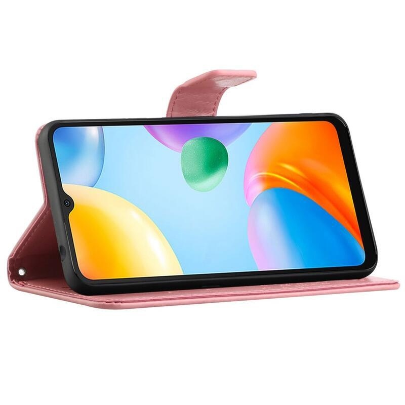 Fa PU bőr pénztárca tok Xiaomi Redmi 10C - rózsaszínű