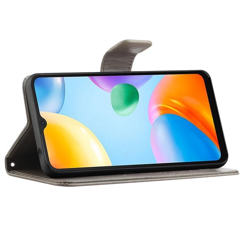 Fa PU bőr pénztárca tok Xiaomi Redmi 10C-hez - szürke