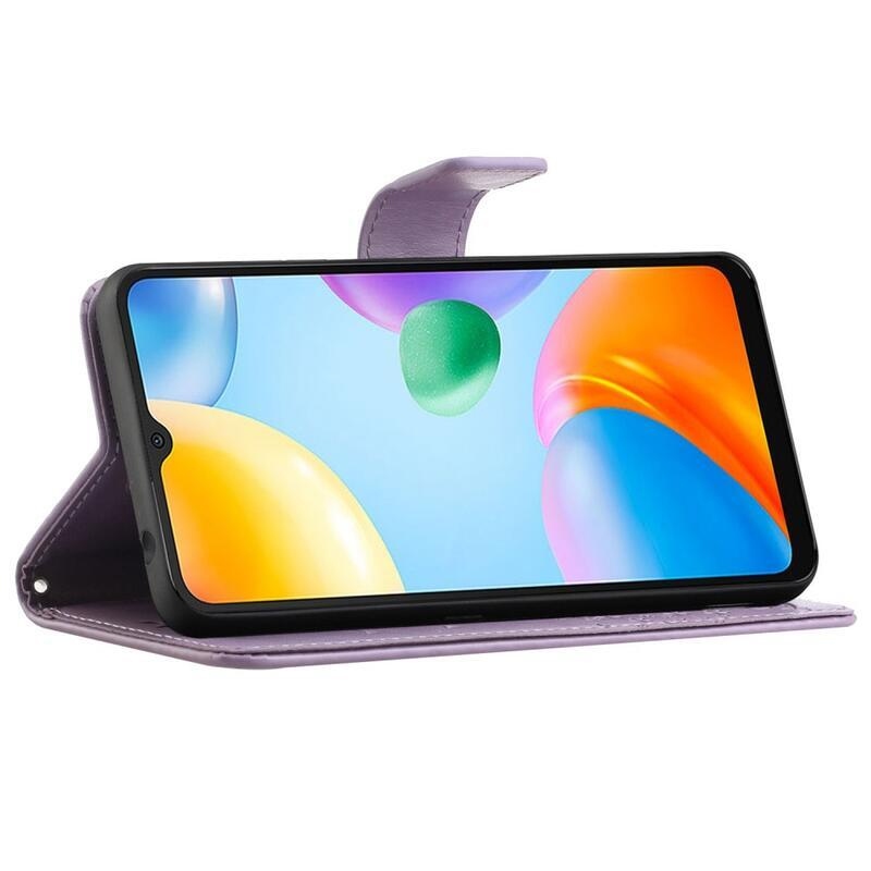 Fa PU bőr pénztárca tok Xiaomi Redmi 10C-hez - világos lila