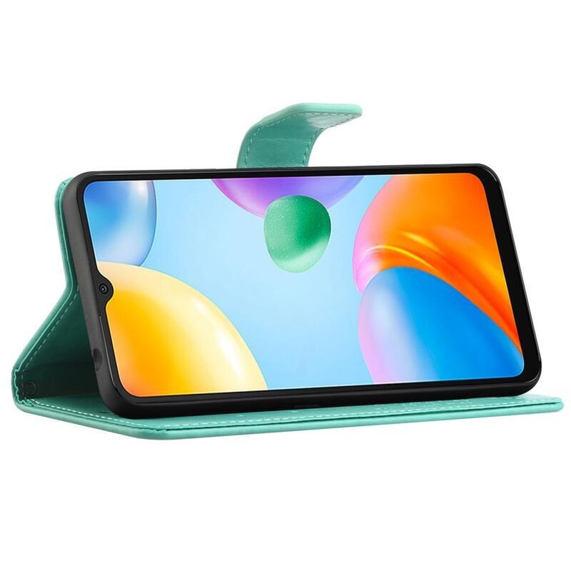 Fa PU bőr pénztárca tok Xiaomi Redmi 10C-hez - zöld