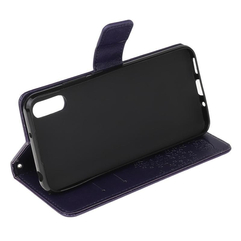 Fa PU bőr pénztárca tok Xiaomi Redmi 9A/9AT-hoz - sötétlila