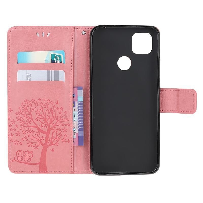 Fa PU bőr pénztárca tok Xiaomi Redmi 9C - rózsaszínű