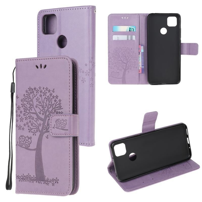 Fa PU bőr pénztárca tok Xiaomi Redmi 9C-hez - világos lila