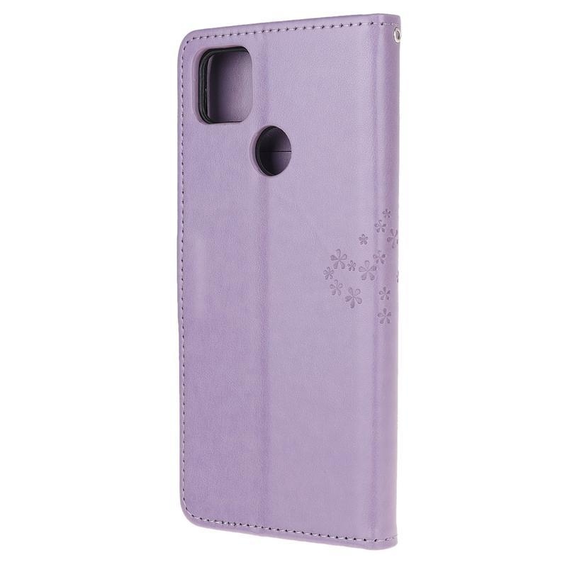 Fa PU bőr pénztárca tok Xiaomi Redmi 9C-hez - világos lila