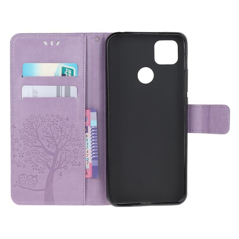 Fa PU bőr pénztárca tok Xiaomi Redmi 9C-hez - világos lila