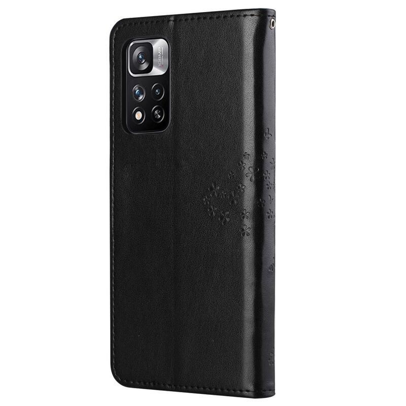 Fa PU bőr pénztárca tok a Xiaomi Redmi Note 11 Pro 4G-hez - fekete