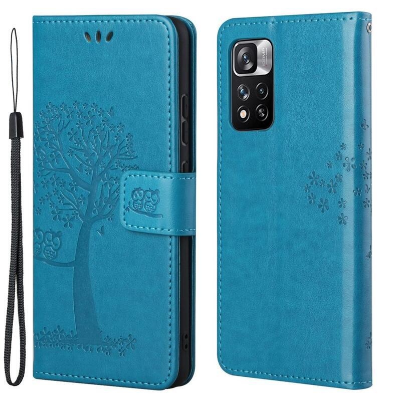 Fa PU bőr pénztárca tok Xiaomi Redmi Note 11 Pro 4G-hez - kék