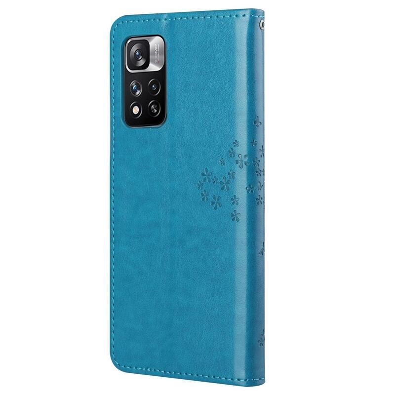 Fa PU bőr pénztárca tok Xiaomi Redmi Note 11 Pro 4G-hez - kék