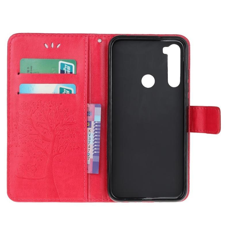 Fa PU bőr pénztárca tok Xiaomi Redmi Note 8T-hez - piros