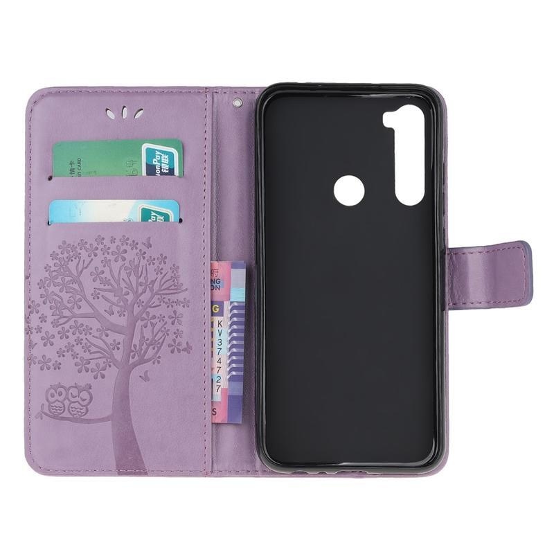 Fa PU bőr pénztárca tok Xiaomi Redmi Note 8T-hez - világos lila