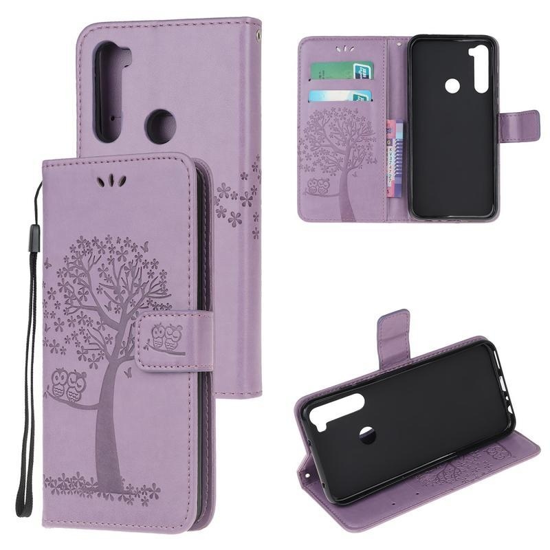 Fa PU bőr pénztárca tok Xiaomi Redmi Note 8T-hez - világos lila